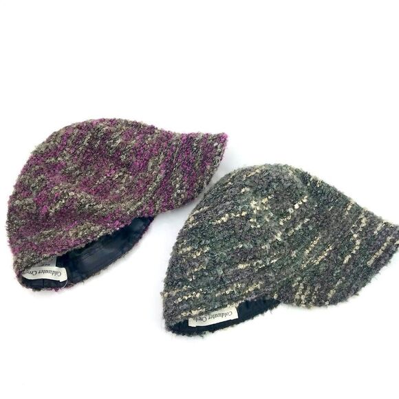 Coldwater Creek Bundle of Two Purple Olive Green Mottled Knit Brimmed Wool Hats - Picture 2 of 14